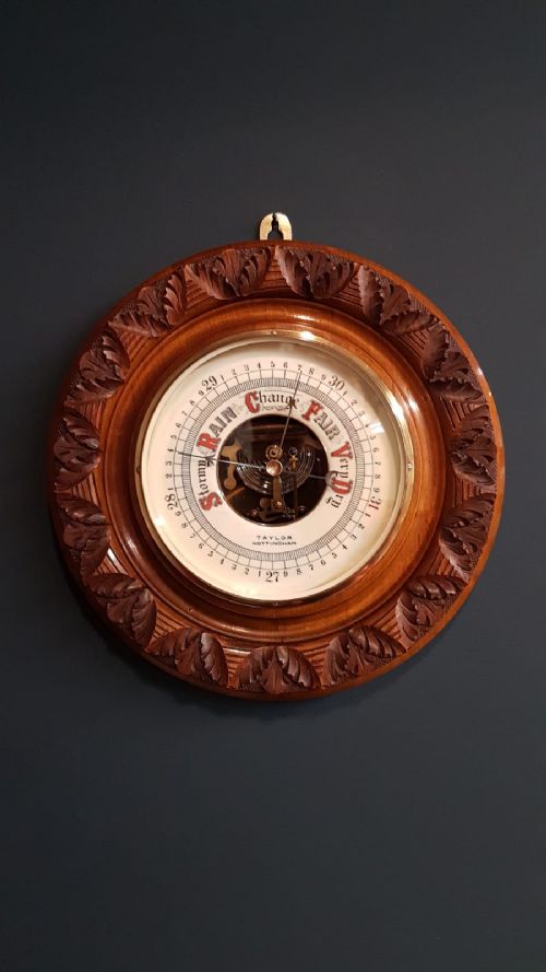 Victorian Walnut Skeletonised 10" Aneroid Barometer