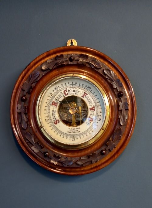 Victorian Walnut Acorn & Oak Leaf Manchester Barometer