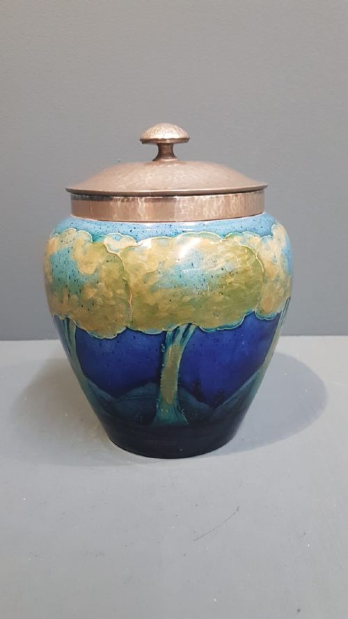 Moorcroft Moonlit Blue Pewter Top Biscuit Jar