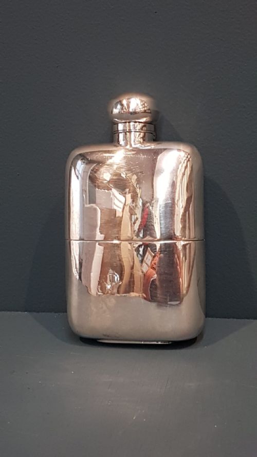 Superb Edwardian Silver Hip Flask and Cup