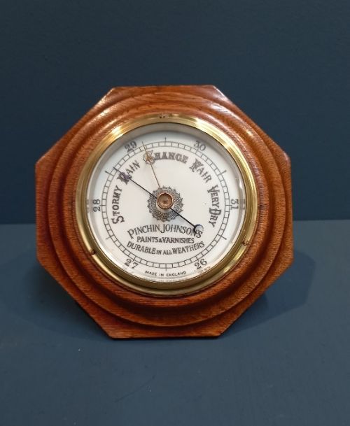 Edwardian Golden Oak Advertising Barometer