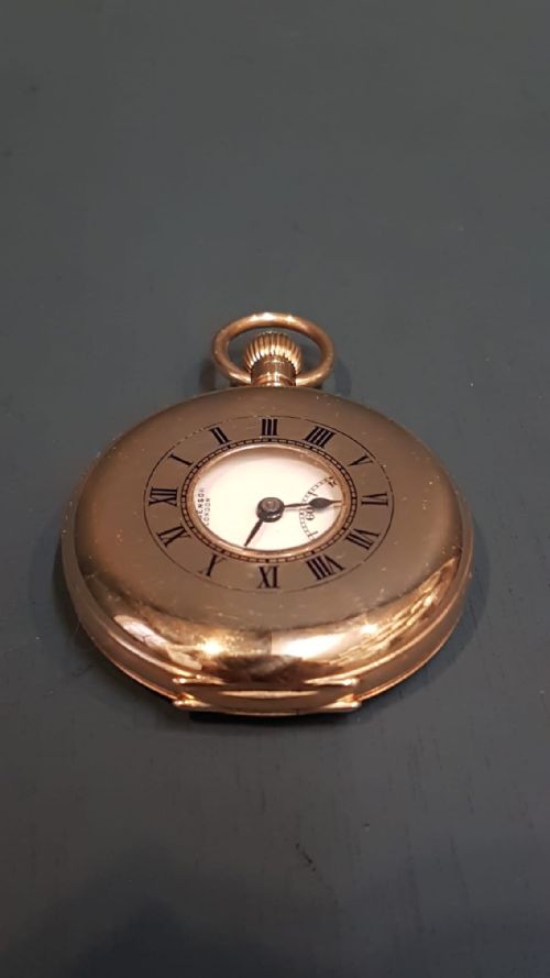 Benson Half Hunter 9ct Gold Pocket Watch