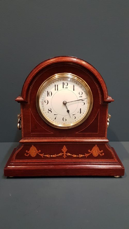 Edwardian Inlaid Mahogany Mantel Clock