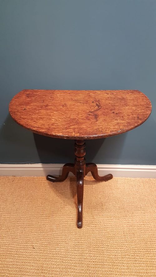 Unusual George III Oak Snap Top Table with Drop Leaf