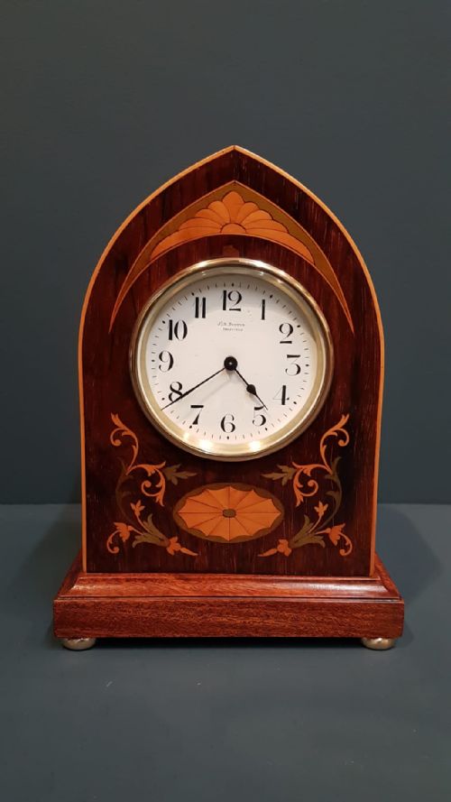 Edwardian Inlaid Rosewood Mantel Clock