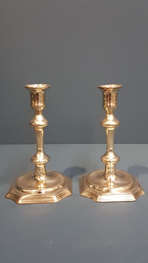 Pair of George III Seamed Brass Candlesticks