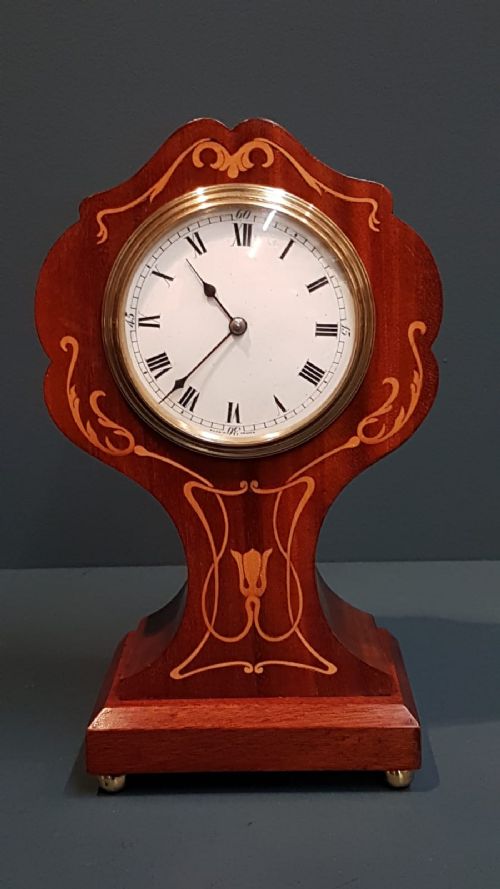 Fine Quality Edwardian Inlaid Mahogany Mantel Clock