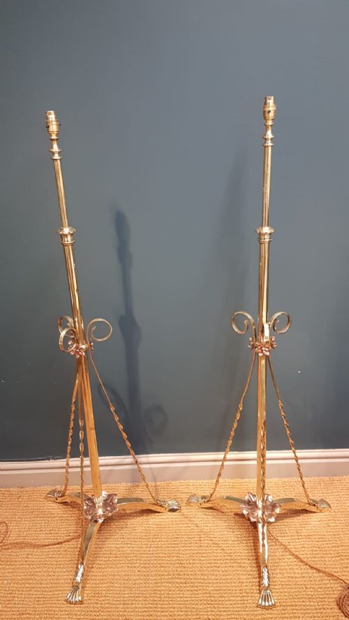 Matching Pair of Victorian Brass Lamp Standards