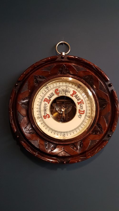 Victorian Walnut 12" Skeletonised Barometer