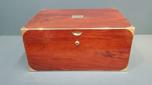 Early Victorian Brass Bound Mahogany Deeds Box