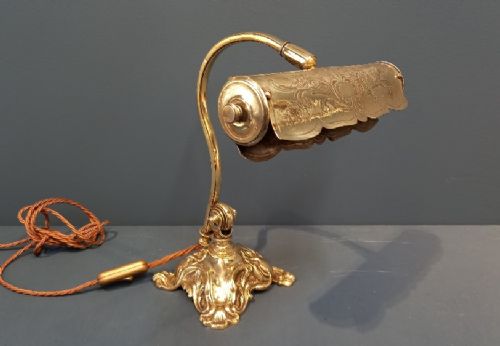 Victorian Cast Brass Adjustable Desk Lamp