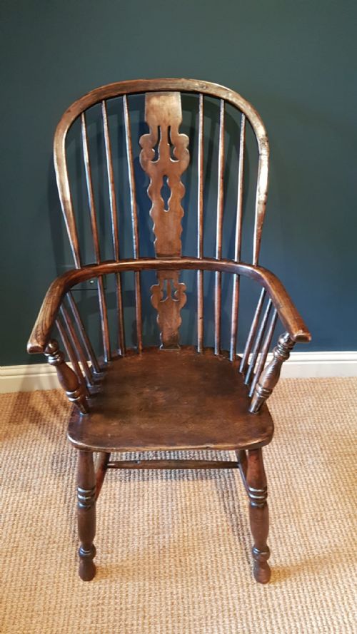 Early Victorian Ash & Elm High Back Windsor Armchair