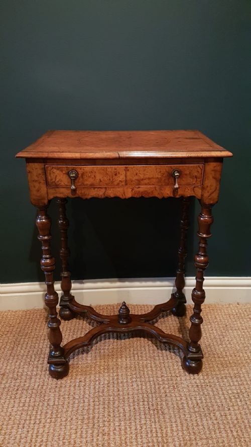 Superb William & Mary Style Walnut Side Table