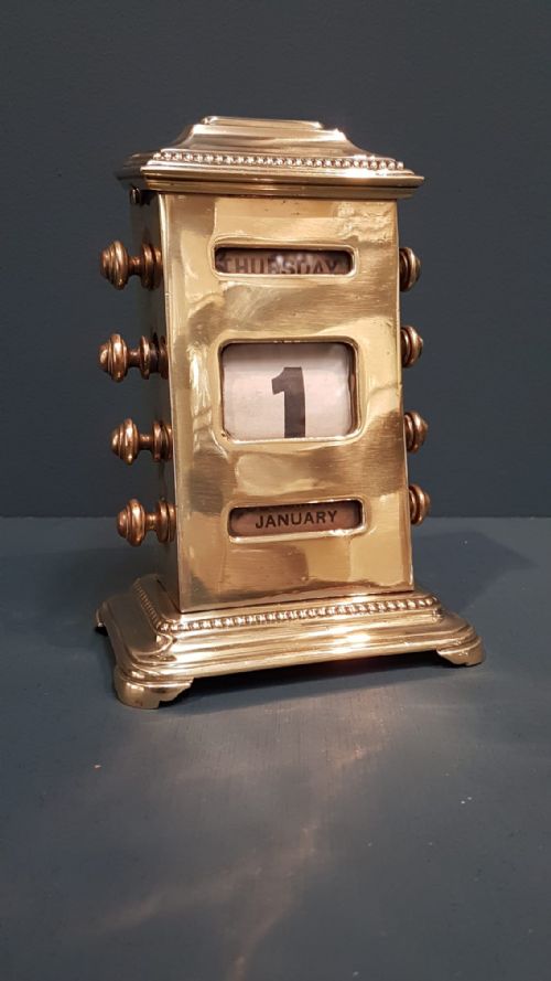 Edwardian Cast Brass Perpetual Desk Calendar