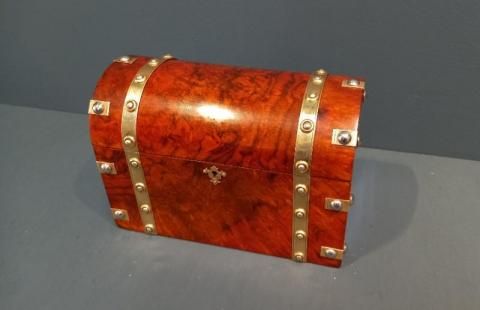 Mid Victorian Burr Walnut Dome Top Letter Casket