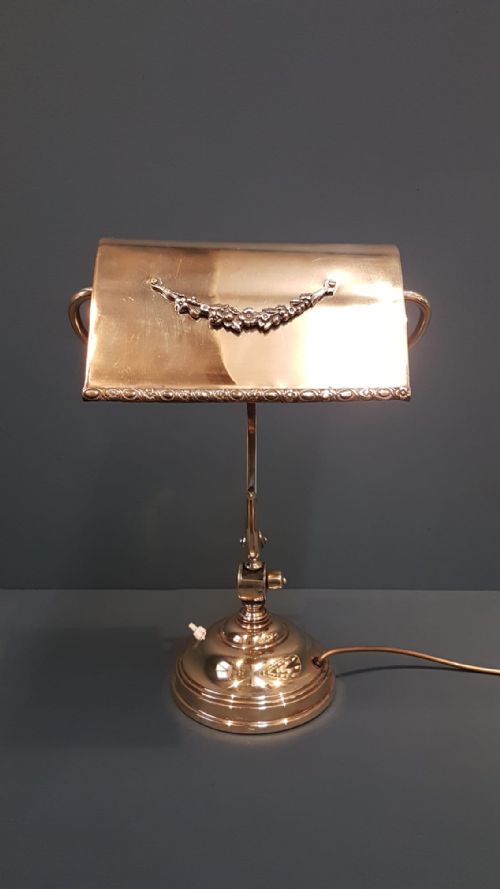 Edwardian Brass Adjustable Bankers Lamp