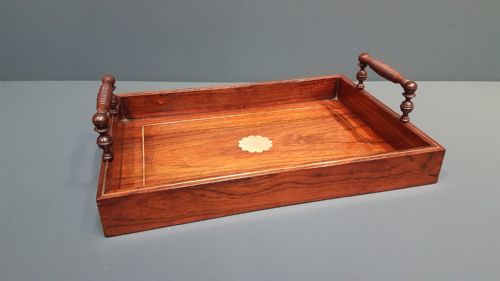 Small Regency Rosewood Brass Inlaid Drinks Tray