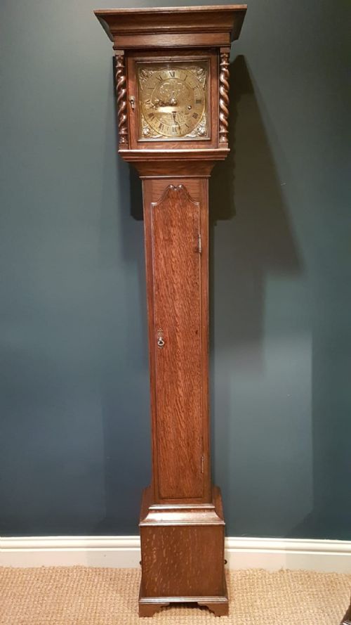 Victorian Oak Weight Driven Grandmother Clock