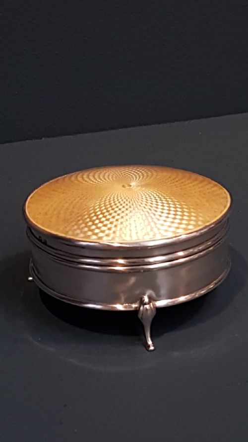 Golden Yellow Enamel and Silver Ring Box