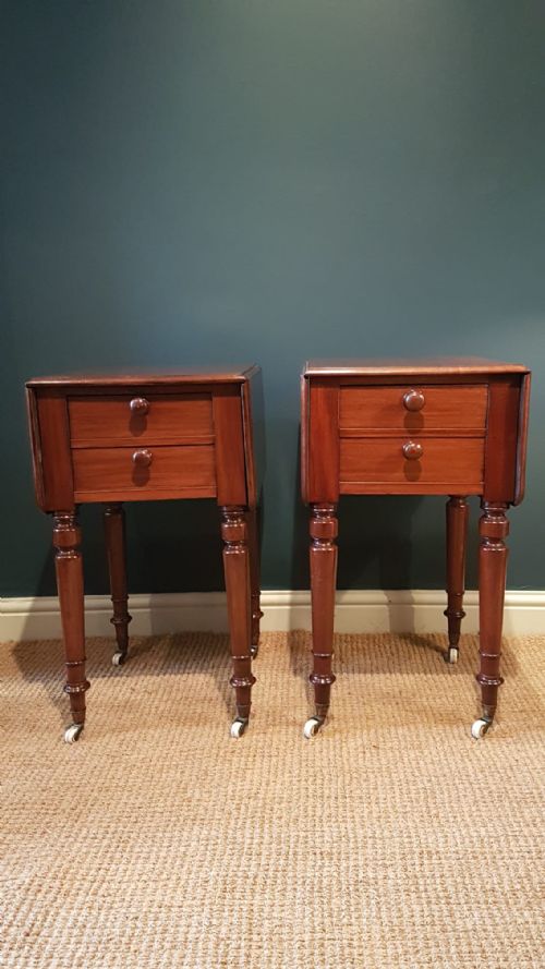 Matching Pair of Early Victorian Pembroke Bedside Cabinets