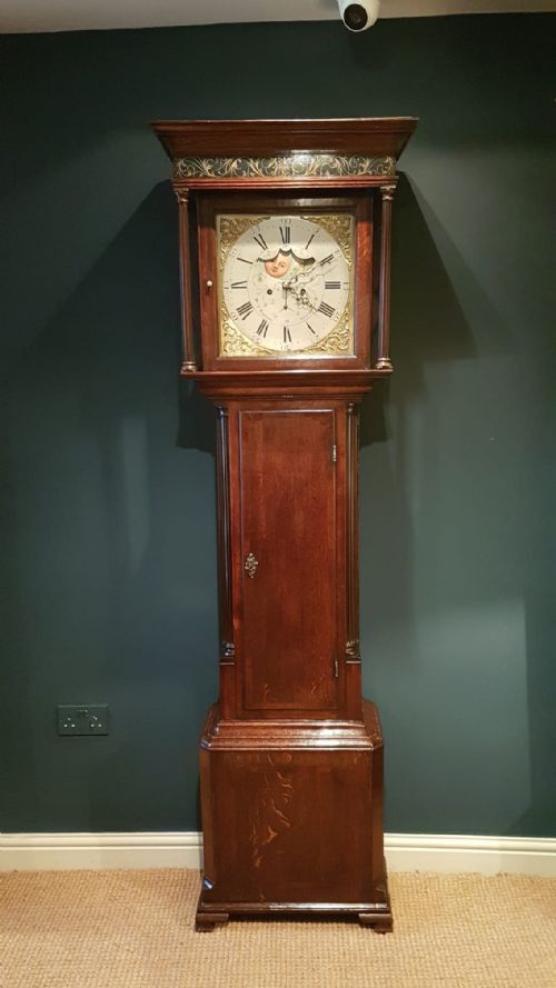 George III Oak 8 Day Moon Phases Longcase Clock