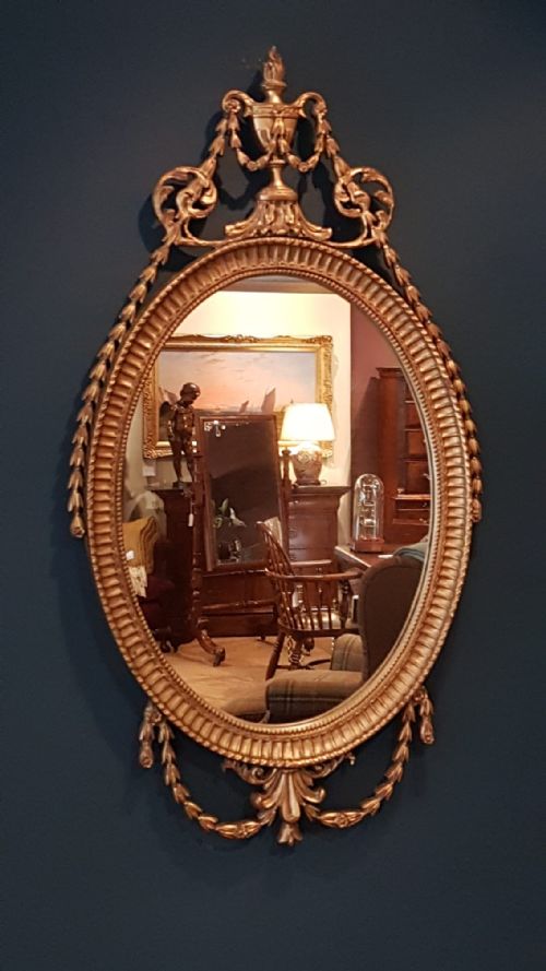 Victorian Oval Timber Gilt Mirror