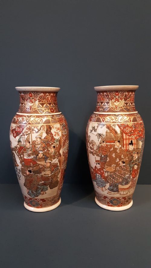 Impressive Pair of Large Victorian Satsuma Vases
