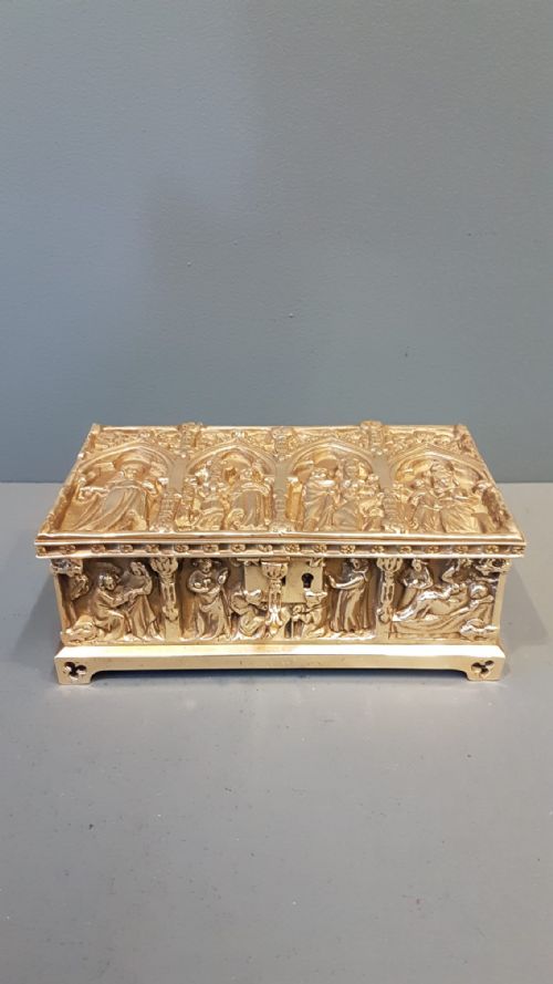 Victorian Cast Brass Jewel Casket