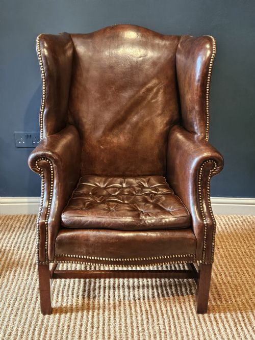 Edwardian Leather Wing Chair