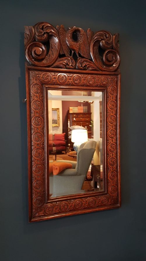 Antique Period Oak Style Mirror