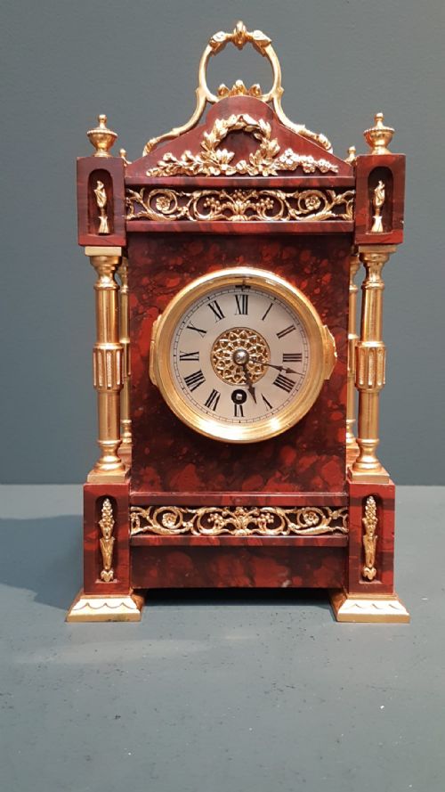 Victorian French Marble & Ormolu Mantel Clock