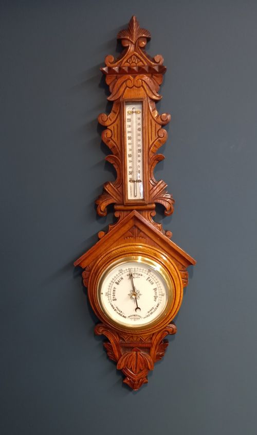 Victorian Polished Golden Oak Banjo Barometer