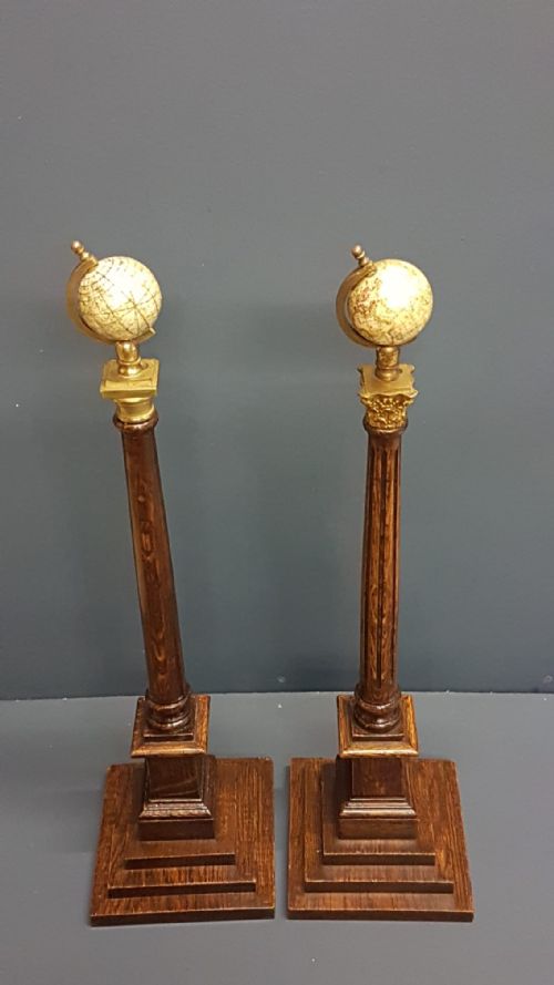 Matching Pair of Edwardian Terrestrial and Celestial Masonic Globes