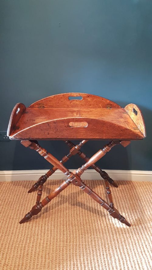 Victorian Country House Oak Drop Side Butlers Tray and Stand