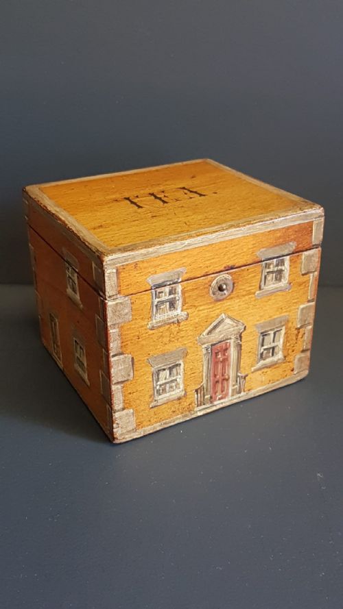 Early Victorian Boxwood Country House Tea Caddy