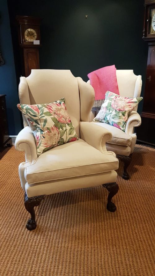 Pair of Victorian Wing Back Arm Chairs