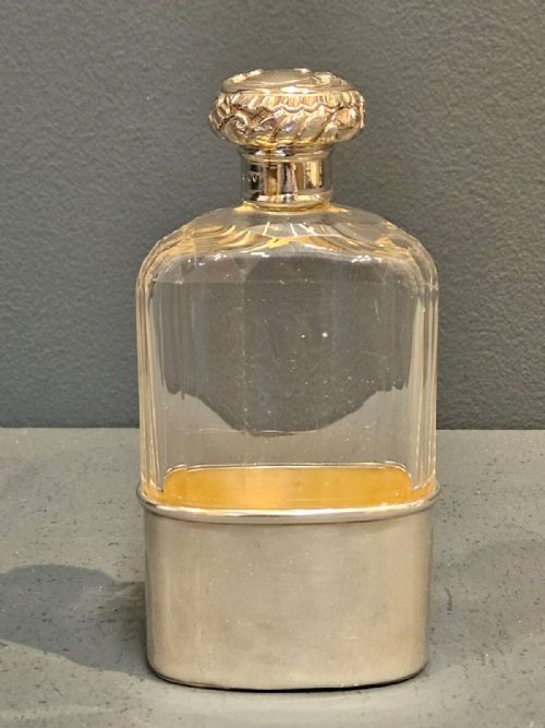 Victorian Silver and Cut Crystal Hip Flask