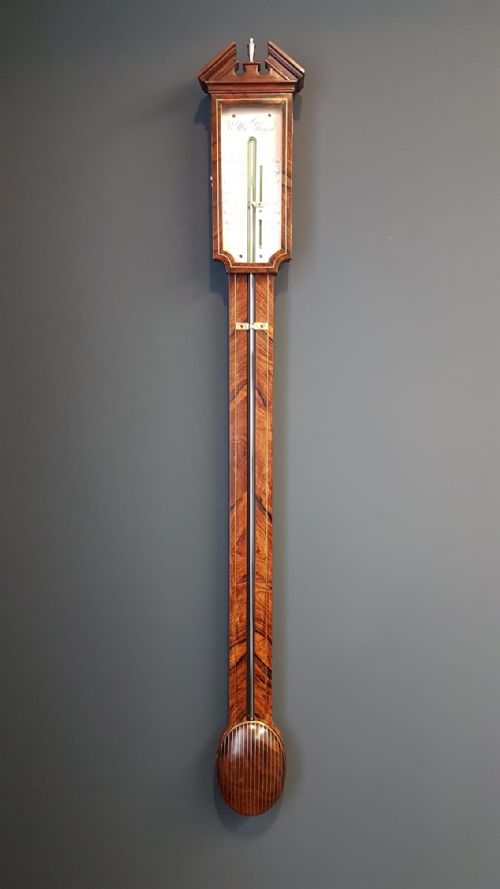 Superb Regency Figured Rosewood Stick Barometer
