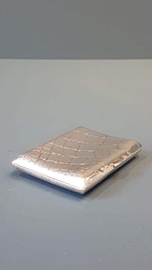 Edwardian Silver Crocodile Skin Design Cheroot Case