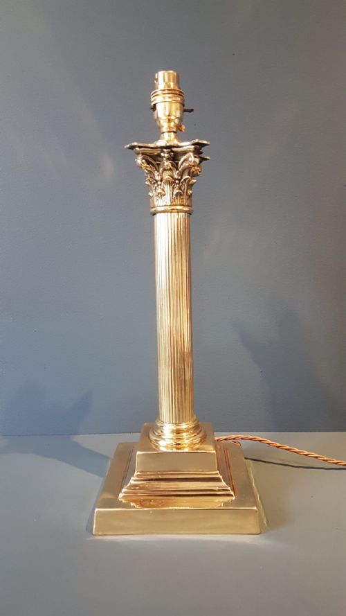Edward Brass Corinthian Column Table Lamp