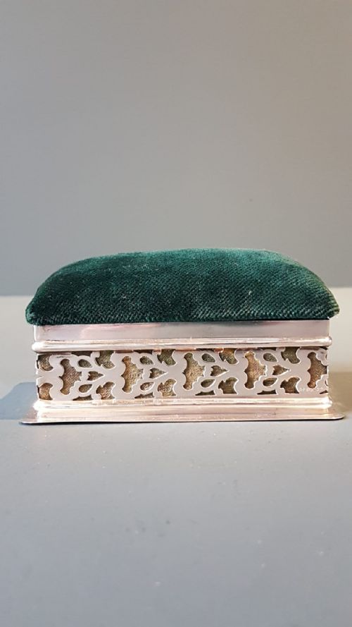 Silver Pin Cushion and Needle Box