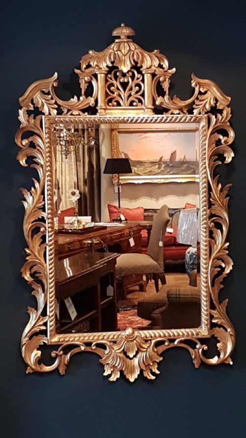 Superb Large 1920'S Timber Gilt Mirror