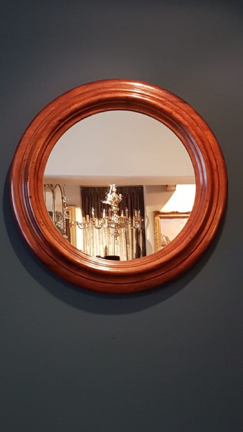 Victorian Circular Walnut Framed Mirror