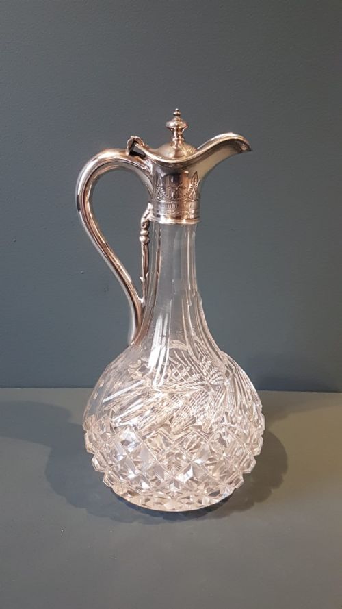 Victorian Cut Crystal and Silver Plated Claret Jug