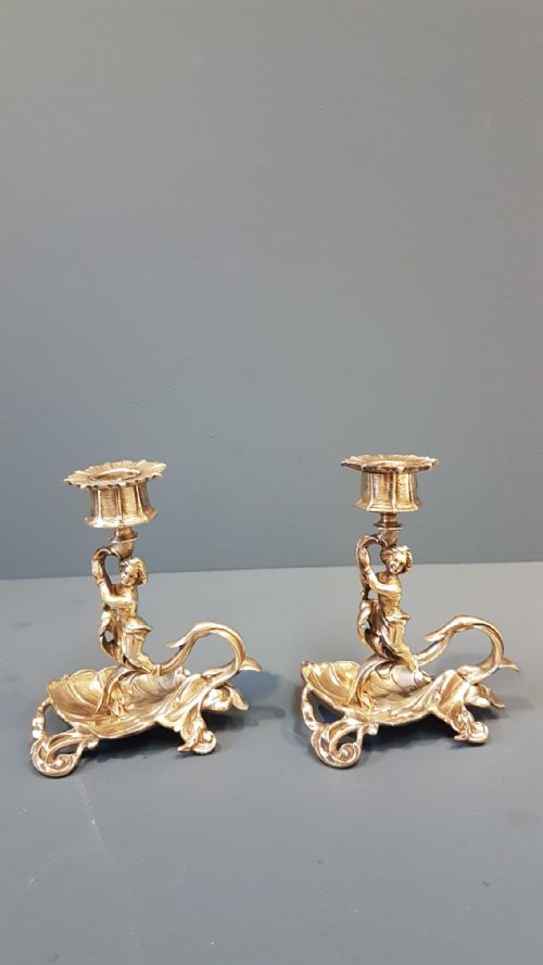 Pair of Victorian Cast Brass Chambersticks