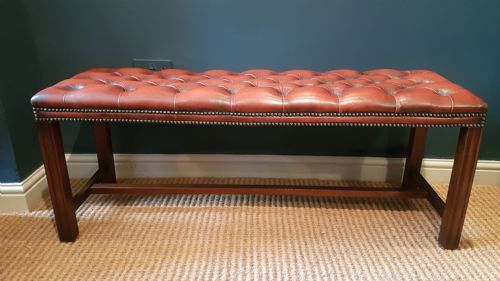 Leather Topped Double Stool