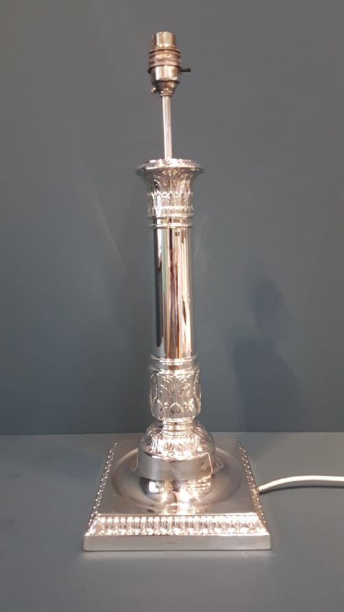 Large George V Solid Silver Lamp