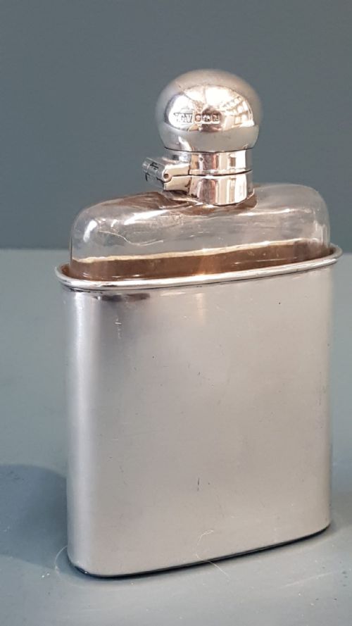 Edwardian Silver Kidney Shaped Hip Flask