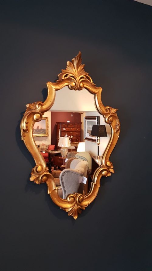 Victorian Gilt Mirror with Leaf Crest