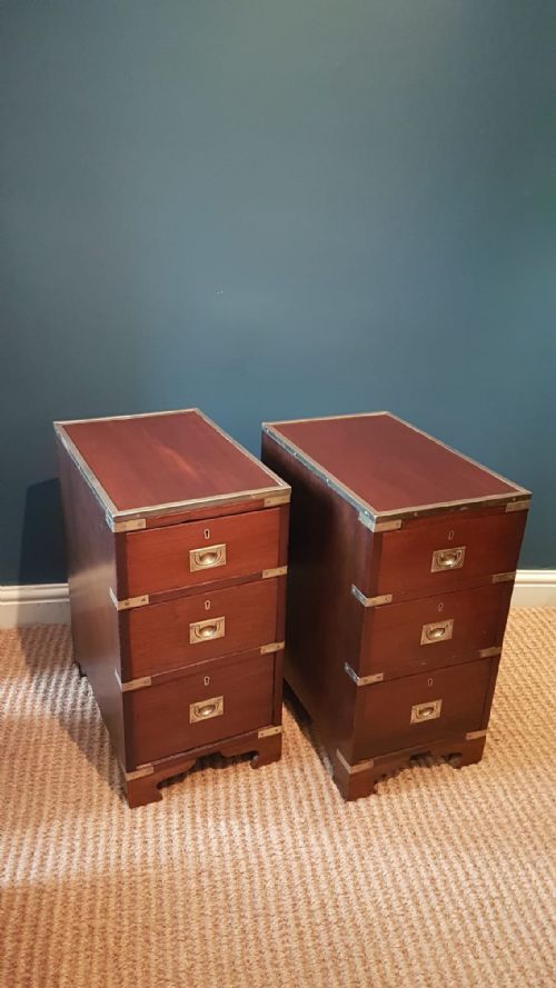 Pair of Mahogany Campaign Style Chests